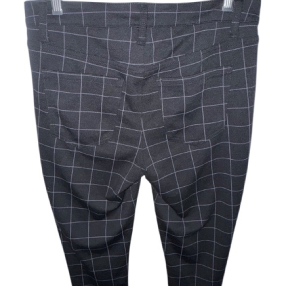 Aqua Black Window Pane Plaid Skinny Pants Large Stretch - Picture 6 of 7